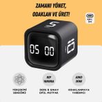 GWORKE GT-1 Pomodoro Zamanlayıcı Küp | Flip Timer | Öğrenci Ders Çalışma Saati, Geri Sayım, Mutfak Kronometresi - Siyah