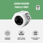 GWORKE GT-2 Hexagon Zamanlayıcı, Flip Timer, Öğrenci Ders Çalışma Saati, Sınav Kronometresi, Mutfak (Beyaz)