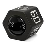 GWORKE GT-2 Hexagon Zamanlayıcı, Flip Timer, Öğrenci Ders Çalışma Saati, Sınav Kronometresi, Mutfak (Siyah)