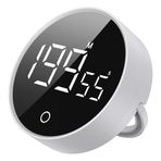 GWORKE RT-1 Mıknatıslı Rotary Zamanlayıcı 0-199 İleri Geri Sayım Kronometre, Ayaklı Stand, LED Ekran, USB-C Şarjlı, Pomodoro & Mutfak Timer (Beyaz)
