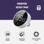 GWORKE RT-1 Mıknatıslı Zamanlayıcı, Mutfak Kronometresi, Pomodoro, Öğrenci Ders Çalışma Saati - Beyaz
