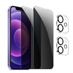 GXAYZ 【4 adet】 iPhone 12 mini için paravan folyo, gizlilik zırhlı koruma camı, [2 x casus önleyici koruyucu cam + 2 x kamera koruması] gözetleme engelleyici folyo, anti spy koruyucu cam