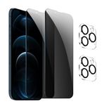GXAYZ 【4 adet】 iPhone 12 Pro Max için paravan folyo, gizlilik zırhlı koruma camı, [2 x casus önleyici koruyucu cam + 2 x kamera koruması] gözetleme engelleyici folyo, anti spy koruyucu cam