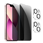 GXAYZ 【iPhone 13 mini için 4 adet görüş koruma folyosu, gizlilik zırhlı koruma camı, [2 x casus önleyici koruyucu cam + 2 x kamera koruması], gözetleme önleyici folyo, anti spy koruyucu cam