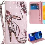 GXLONG Ooboom Kılıf, Oppo Reno 5/Find X3 Lite için, 3D Manyetik Kapaklı Cüzdan Kılıf, PU Deri Destek Çubuk, Fatura Bölmeli Kart Yuvaları ile Bilek Kayışı - Yüksek Topuk Kelebek