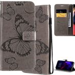 GXLONG Ooboom Kılıf, Oppo Reno 7 5G/Find X5 Lite için, 3D Kelebek Desenli Birinci Sınıf PU Deri Kapaklı Cüzdan Destek Çubuğu Manyetik Kapatma Kredi Kartı Yuvaları Tutucu Bilek Kayışı - Gri