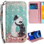 GXLONG Ooboom Kılıf, Xiaomi 12 Lite için, 3D Manyetik Kapaklı Cüzdan Kılıf, PU Deri Destek Çubuk, Fatura Bölmeli Kart Yuvaları ile Bilek Kayışı - Siyah Beyaz Kediler