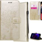 GXLONG Ooboom Kılıf, Xiaomi Poco M4 Pro 5G için, Kedi Ağacı Desenli, PU Deri Kapaklı, Kart/Nakit Yuvalı Cüzdan Standı, Paket Bilek Kayışı, Manyetik Tokalı - Altın