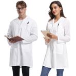 Gyabnw Üniseks Doktor Önlüğü Kadın Laboratuvar Önlüğü Erkek Tıp Önlüğü Fonksiyonel Manto Eczacı Mantosu İş Mantosu Beyaz, Erkek (%100 pamuk), S