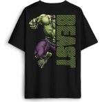 Gym The Beast Hulk Fitness Spor Kısa Kollu Baskılı Oversize T-Shirt Siyah Unisex Tişört - 2XL