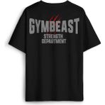 Gymbeast Strength Department Fitness Spor Gym Baskılı Oversize T-Shirt Siyah Unisex Tişört - XL