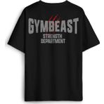 Gymbeast Strength Department Fitness Spor Gym Baskılı Oversize T-shirt Siyah Unisex Tişört