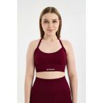 Gymhams Drop Halter Yaka Seamless Spor Sütyeni - Esnek Soft Yoga/pilates/fitness Üstü - Bordo