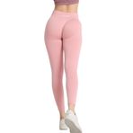 GYMHAMS Yüksek Bel Kalça Şekillendirici Spor Tayt, Push Up Etkili, Büzgülü Tasarım, Bordo (Bebek-Pembe, S)