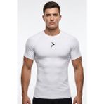 Gymhard Pro-Fıt Compression Tişört Erkek Düz Desenli Nefes Alabilir Kumaş ile Slim Kesim - Beyaz