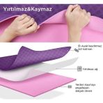 Gymo Hizalamalı 6mm Tpe Yoga Matı Pilates Minderi Diz Dirsek Koruyucu Mat Hediyeli - Mor