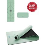 Gymo Hizalamalı 6mm TPE Yoga Matı Pilates Minderi Diz Dirsek Koruyucu Matlı Set Açık Yeşil