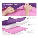 Gymo Hizalamalı 6mm TPE Yoga Matı Pilates Minderi Lila Nane Yeşili