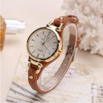 Gyrox Kadın Kol Saati - Şık Vintage Retro Tasarım, Quartz Mekanizma, Metal Kasa, Deri Kordon, Su Geçirmez Değil - Kahverengi
