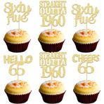 Gyufise 24 Adet Altın Simli 65. Doğum Günü Cupcake Süsleri Düz Dış 1958 Altmış Beş Merhaba 65 Şerefe 65 Yıl Doğum Günü Cupcake Kürdanları 65. Doğum Günü Yıl Dönümü Pasta Süslemeleri Malzemeleri