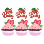 Gyufise 24 Adet Çilek Oh Bebek Cupcake Süsleri Simli Meyve Teması Oh Bebek Çilek Cupcake Cinsiyet Açıklama Bebek Partisi Çocuklar Erkek Kız Doğum Günü Partisi Kek Dekorasyon Malzemeleri