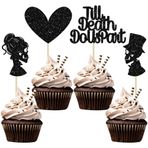 Gyufise 24 Adet Happy Galentines Day Cupcake Süsleri Siyah Parıltılı Ölüm Yapın Bize Parçası Cupcake Seçimleri Sevgililer Günü Temalı Doğum Günü Partisi Pasta Süslemeleri Malzemeleri