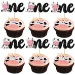 Gyufise 24 Adet İnek Bir Cupcake Süsleri Parıltılı Çiftlik Hayvanları İlk Doğum Günü Cupcake Penaları Bebek Partisi Çocuklar Erkek Kız 1. Doğum Günü Partisi Malzemeleri