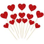 Gyufise 30 Adet Kalp Cupcake Süsleri Kırmızı Simli Tatlı Aşk Kalp Cupcake Toppers Düğün Nişan Gelin Partisi Doğum Günü Partisi Pasta Süslemeleri için Sevgililer Günü Pasta Süslemeleri Malzemeleri