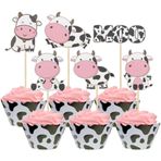 Gyufise 36 Adet İnek Cupcake Süsleri Çiftlik Hayvan Mutlu Yıllar İnek Çiftlik Hayvan Hayvanat Bahçesi Temalı Çocuklar Erkek Kız Doğum Günü Partisi Malzemeleri Üç Katmanlı Parti Dekoru