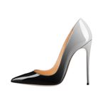 GZHMMAN Kadın Pompaları Rugan Yüksek Topuklu Sivri Burun İki Renkli Gradyan Stiletto Gece Giyim Topuklu Ayakkabı Boy 12CM, Gri, 42