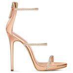 GZHMMAN Kadınlar için Sivri Sandalet Tek Kayışlı Yüksek Topuklu Açık Burunlu Topuksuz Stiletto Topuklu Ayakkabı 12CM Yükseklik, Gül altın, 37