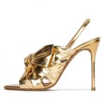 GZHMMAN Sivri Burunlu Kadın Sandalet Yüksek Topuklu Açık Burun Açık Topuk Stiletto Topuk Bilek Kayışı Topuk Yüksekliği 11CM, Altın, 35