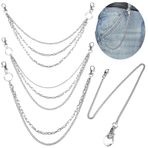 GZqiancang 4 adet anahtarlık, metal pantolon zinciri, yırtık pantolon, kot, hip hop pantolon, punk pantolon, ev anahtarı, araba anahtarı, cüzdan, Gümüş., M