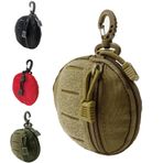 GZWER 1000D Lazer Kesim Molle Kılıfı EDC Kılıfı Taktik Yuvarlak Fermuarlı Çanta Kılıfı Bozuk Para Çanta Anahtarlık Küçük Değişim Cüzdan Kablosuz Kulaklık Paketi Gadget Çanta (Tan)