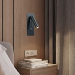 GZZBMY Anahtarlı ve USB Şarj Portlu LED Duvar Lambası Duvar Lambası 350° Döndürme Spot Okuma Lambası Yatak Odası Başucu Oturma Odası Koridor için Duvar Aydınlatması (Noire B, Doğal Işık)