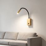 GZZBMY LED duvar lambaları kuğu boynu lamba 360° dönebilir ayarlanabilir açı duvar aydınlatması şalterli okuma lambası duvar lambası oturma odası yatak odası komodin için (altın, beyaz ışık)
