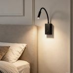 GZZBMY LED duvar lambaları, kuğu boynu lambası, 360° dönebilir, ayarlanabilir açı, şalterli duvar aydınlatması, okuma lambası, oturma odası, yatak odası, komodin için (siyah, doğal ışık)