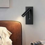GZZBMY LED duvar lambası, USB şarj bağlantılı, şalterli, modern duvar aydınlatması, 350° döndürülebilir, iç mekan, oturma odası, yatak odası, komodin, koridor için (siyah B, beyaz ışık)