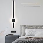 GZZBMY LED İç Mekan Duvar Lambası Kısılabilir Duvar Aydınlatması Uzaktan Kumandalı 3000 K-6500K Modern Çizgi Akrilik Duvar Lambası Yatak Odası Oturma Odası Merdiven için (Siyah Kare, 100 cm)