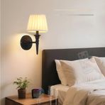 GZZBMY Uzaktan Kumandalı LED Şarj Edilebilir Duvar Lambası Kısılabilir Duvar Lambası Modern Kumaş Abajur Yatak Odası Başucu Oturma Odası Merdiven için Duvar Aydınlatması (Siyah, 1 Adet)