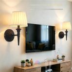 GZZBMY Uzaktan Kumandalı LED Şarj Edilebilir Duvar Lambası Kısılabilir Duvar Lambası Modern Kumaş Abajur Yatak Odası Başucu Oturma Odası Merdiven için Duvar Aydınlatması (Siyah, 2 Adet)