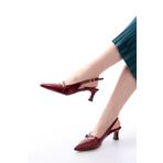 H-470 Bordo Rugan Baret Tokalı Arkası Açık Günlük Kadın Sandalet