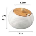 H 500G Seramik Baharat Pot Mutfak Malzemeleri Kutusu Ev Kombinasyonu Mutfak Malzemeleri Şişe Yağ Tuz Pot, Bambu Tabanlı 3 Takım (Yurt Dışından) - Pepper Shakers - Renkli