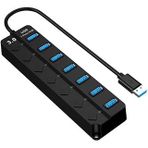 H-507 7 Port Usb 3.0 Hub Çoklayıcı Işıklı Açma Kapama Düğmeli Splitter Windows uyumlu Çoğaltıcı Switch 5 Gbps
