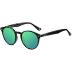 H HELMUT JUST Güneş Gözlüğü Erkekler Kadınlar İçin Yuvarlak Retro Yeşil Aynalı Polarize Lens Hafif TR90 Çerçeve Asetat Kayış