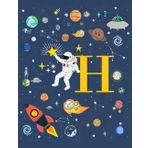 H: Lettera H Iniziale Nome Quaderno a righe Spazio astronauta Composizione per Ragazzi Bambini Compleanno-per Scrivere Scuola-100 Flogli