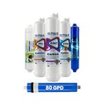 H-MAX 6'lı Full Set Üstten Çift Çubuklu Su Arıtma Filtre Takımı 80 Gpd Membran - Dirsek Hediyeli