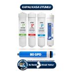 H-MAX Reverse Osmosis System Quick Yeni Sezon 5'li H-max 80 Gpd Kapalı Kasa Su Arıtma Filtre Seti - 013