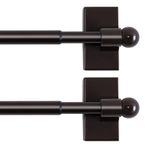 H.VERSAILTEX Metal Kapılar için 2'li Paket Manyetik Perde Çubukları Üst ve Alt Çok Amaçlı Ayarlanabilir Cihazlar, Demir ve Çelik Yerler, Küçük Top Uçları, 40 ila 60 cm, 1/2 inç Çap, Kakao