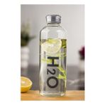 H2O Borosilikat Cam Matara Vakum Kapaklı Su Şişesi Suluk Gri 1000 ml - Belirtilmemiş - Renkli